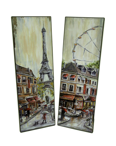 2 Pc. Foiled Eiffel Tower and Ferris Wheel Wall Hanging Set Main image