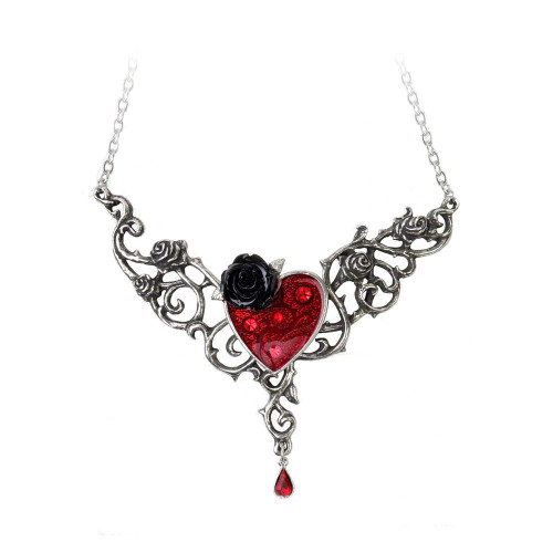 Alchemy Gothic Blood Rose Heart Pendant Necklace Main image