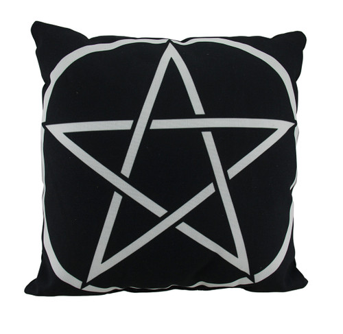 Black and White Pentacle Symbol 18 Inch Indoor / Outdoor Throw Pillow Main image