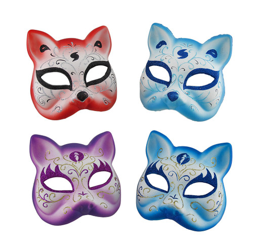 Set of 4 Sparkling Glitter Gotto Carnivale Cat Masks Main image