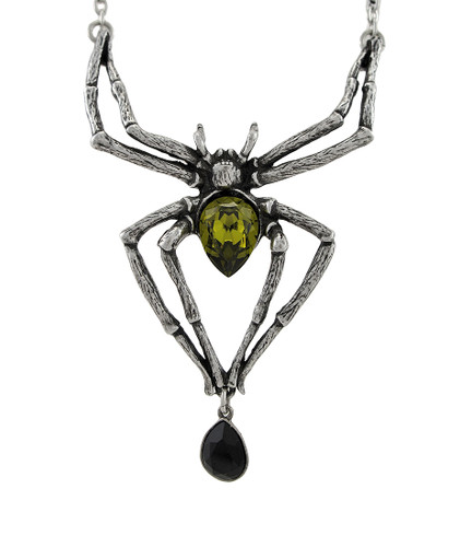 Alchemy Gothic Emerald Venom Crystal Spider Necklace Main image
