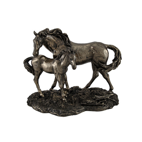 Mare and Foal Wild Horses Bronzed Statue Main image