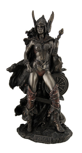 Frigga Norse Goddess of Love Marriage and Destiny Standing Near Spindle Statue Main image