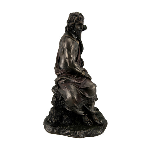 Asclepius Greek God of Medicine Holding Serpent Entwined Staff Bronzed Statue Additional image