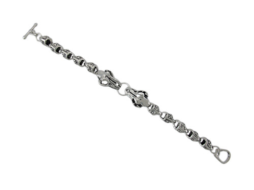 Chrome Plated Double Snake Link Toggle Clasp Bracelet Main image