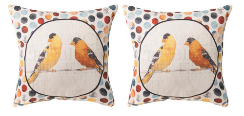 Pair of Usual Suspects Yellow Birds on Wire 18in. Decorative Throw Pillows Main image