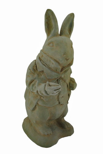 Alice in Wonderland White Rabbit Verdigris Finish Cement Statue 14 in. Main image