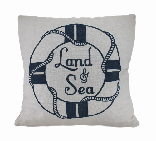 Scratch & Dent Land & Sea White/Blue Life Preserver Decorative Throw Pillow 16" Main image