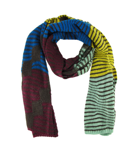 Super Soft Wavy Stripe Color Block Knit Scarf Main image