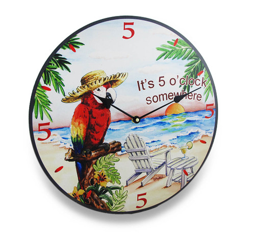 Its Five O Clock Somewhere Tropical Parrot Wall Clock 15 in. Main image