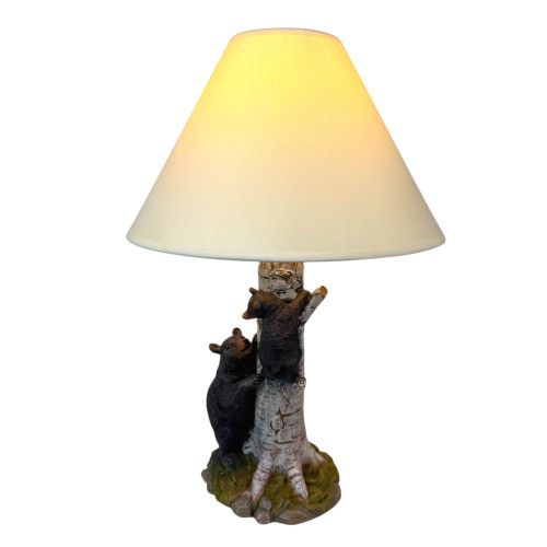 Black Bear and Cub Birch Tree Table Lamp With Shade Additional image