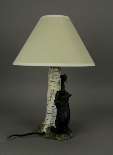 Black Bear and Cub Birch Tree Table Lamp With Shade Additional image