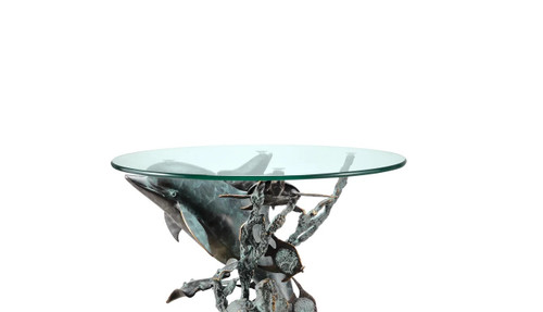 Metal and Glass Dolphin Seaworld End Table Additional image