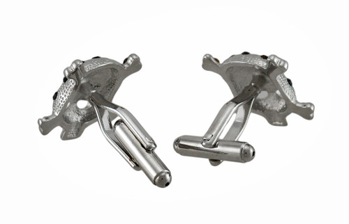 Black Rhinestone Skull & Crossbones Cufflinks Cuff Link Additional image