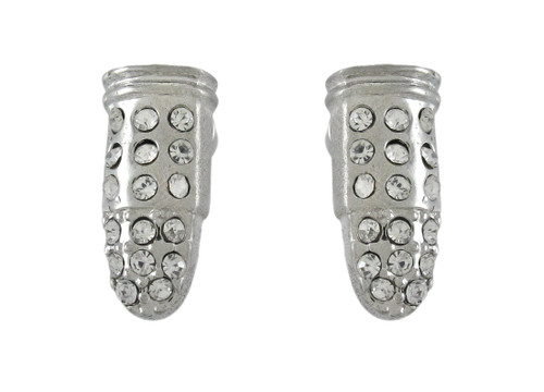 Beautiful Chrome Bullet Rhinestone Stud Earrings Main image