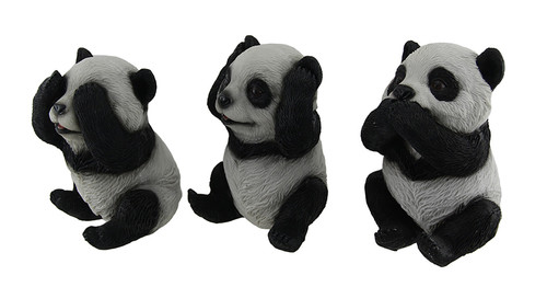 3 Piece See Hear Speak No Evil Sitting Baby Panda Bear Set Additional image