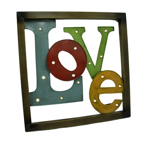 Scratch & Dent Colorful LED lighted Metal Framed LOVE Wall Sculpture Main image