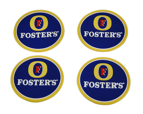 Set of 4 Fosters Lager Rubber Coasters Mini Beverage Mats Main image