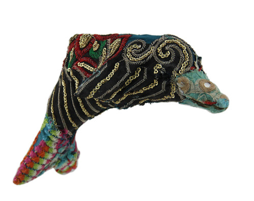 Colorful Vintage Indian Sari Fabric Wrapped Dolphin Sculpture Main image