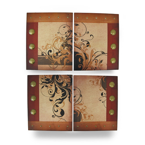 Scratch & Dent Paisley Vines Artistic Montage Set of 4 Canvas Wall Hangings Main image