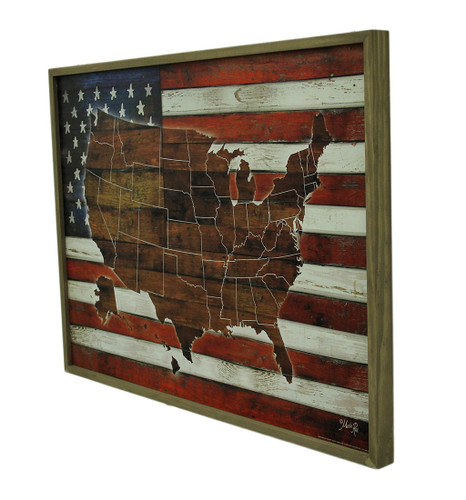 American Blend Superimposed US Map and Flag Wooden Wall Hanging Additional image