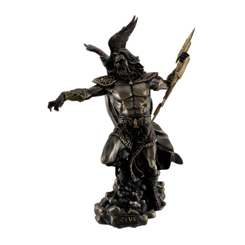 Zeus Greek God of Thunder w/Aetos Dios Wielding Lightning Bolt Statue Main image