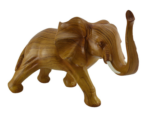 Scratch & Dent Walking Elephant Decorative Faux Carved Wood Look Statue 18 inch Main image