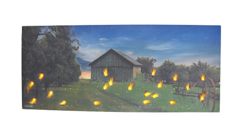 Scratch & Dent Country Farm at Dusk Flickering LED Lightning Bugs Wall Art Main image