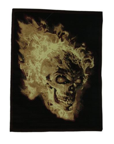 Black Flaming Evil Skull 5 X 7 inch Area Rug with Red Border Main image