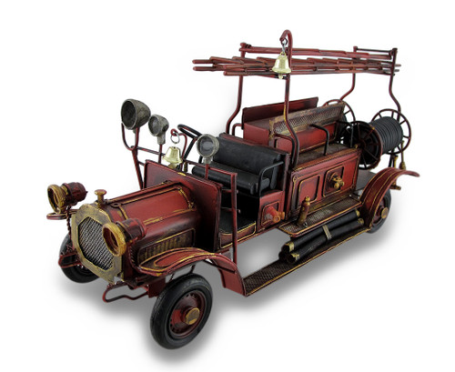 Scratch & Dent Red Antique Fire Truck Decorative Metal Statue Main image