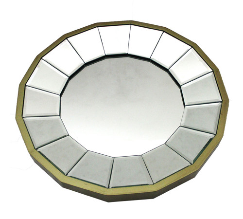13 1/2 Inch Diameter Gold Finished Pie Plate Wall Mirror Main image