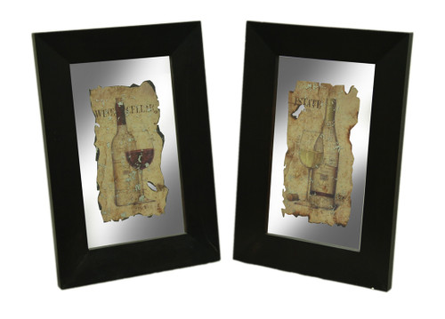 Black Frame 2 Piece Vintage Wine Wall Mirror Set Main image