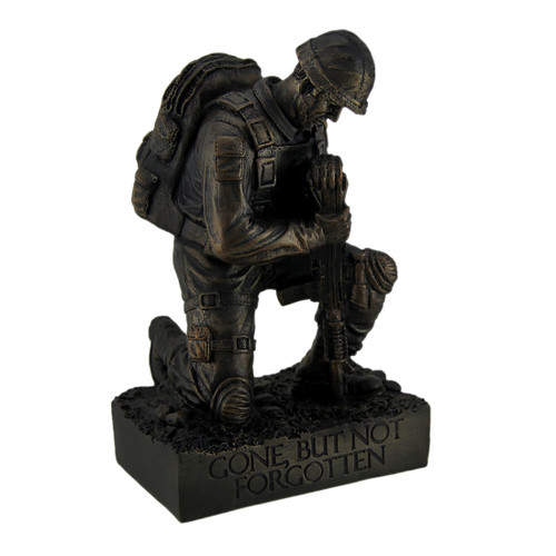 Silent Salute Kneeling Military Soldier with Rifle In Ground Statue Main image