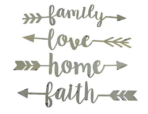 Shabby Chic Family Love Home and Faith 4 Piece Wall Arrow Set Main image