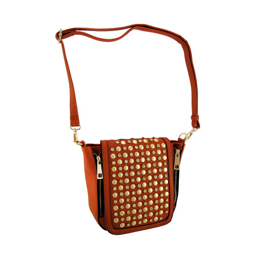 Studded Rhinestone Expandable Shoulder Bag w/Detachable Strap Main image