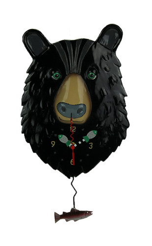 Allen Designs Burly Bear and Fish Pendulum Wall Clock Main image