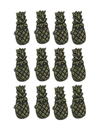 Set of 12 Distressed Antique Brass Finish Cast Iron Pineapple Drawer Pulls Main image