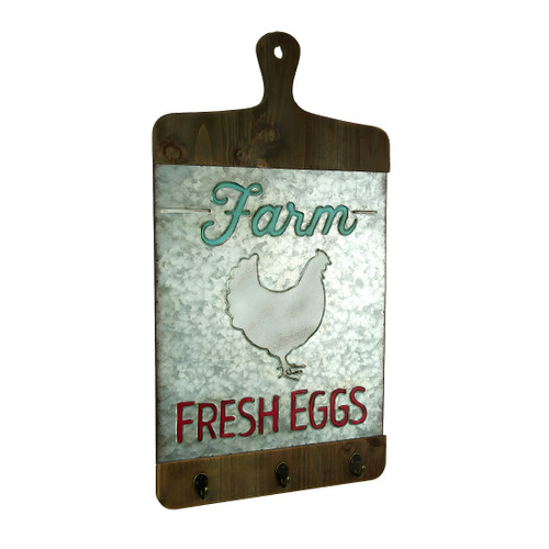 Galvanized Finish Farmhouse Chicken Cutting Board Wall Hook Main image