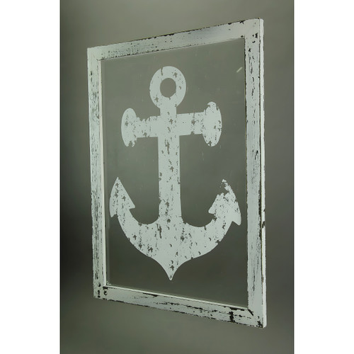 Rustic White Nautical Anchor On Glass Wall Hanging Additional image