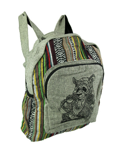 Tribal Panda Boho Stripe Cotton Backpack Main image