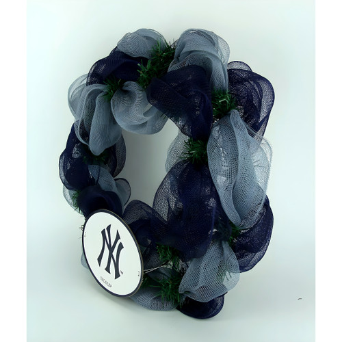MLB New York Yankees Logo Mesh Holiday Door Wreath Additional image