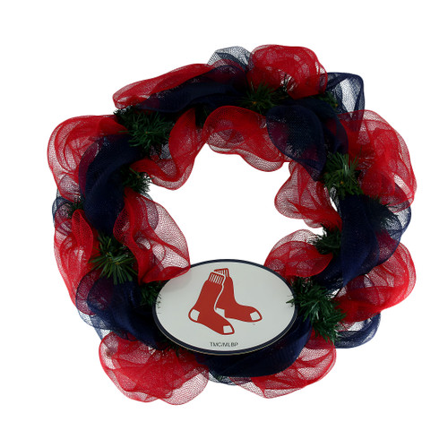 MLB Boston Red Sox Logo Mesh Holiday Door Wreath Main image