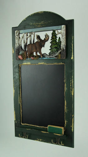 Rustic Wood Frame Country Moose Hanging Chalkboard with Hooks Additional image