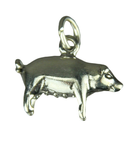 Sterling Silver 3D Pig Charm / Pendant Main image