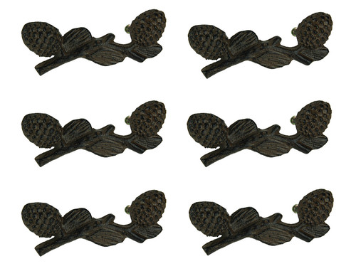 Rustic Pine Cones Decorative Cast Iron Drawer Pull Set of 6 Main image