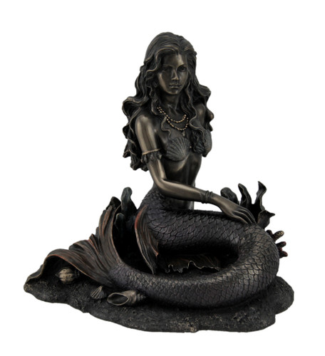 Enchanted Song Bronze Finish Mermaid Sitting On Ocean Floor Statue Main image