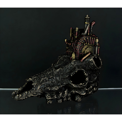 Antiqued Bronze Finish Steampunk Steer Skull Statue Additional image