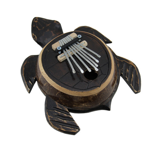 Hand Carved Wood and Coconut Shell Sea Turtle Thumb Piano Karimba Main image
