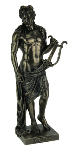 Polyresin Posing Greek God Apollo Holding His Lyre Statue Main image