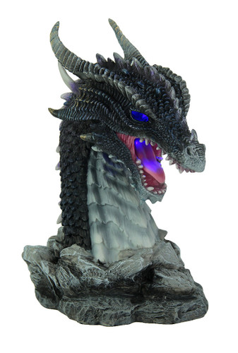 Hand Painted Obsidian Dragon Bust Statue With LED Lights Main image